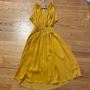 New loft mustard yellow silky dress
